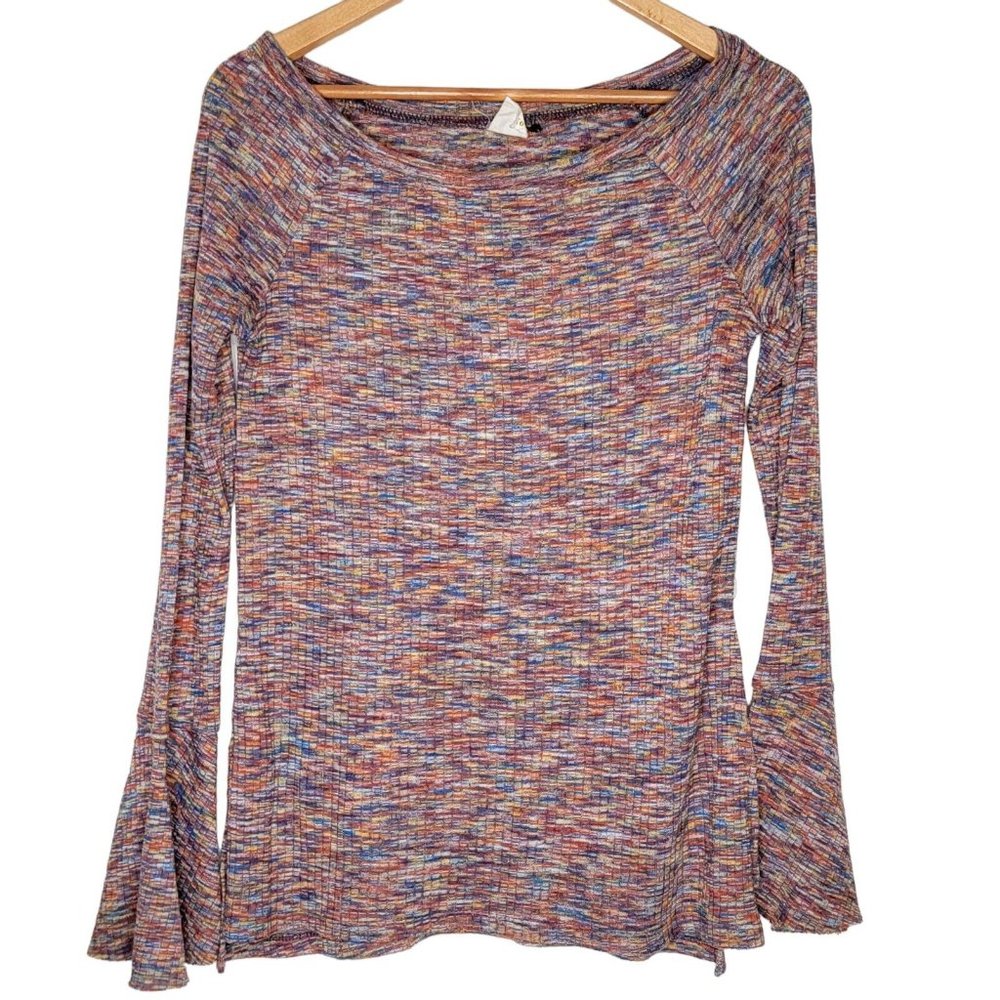 Akemi + Kin XS Multicolored Boat Neck Women's Bell Long‎ Sleeve Top